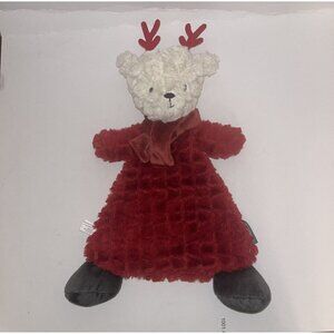 Demdaco Reindeer Soft Lovey Plush Red Baby Security Blanket Rattle Christmas